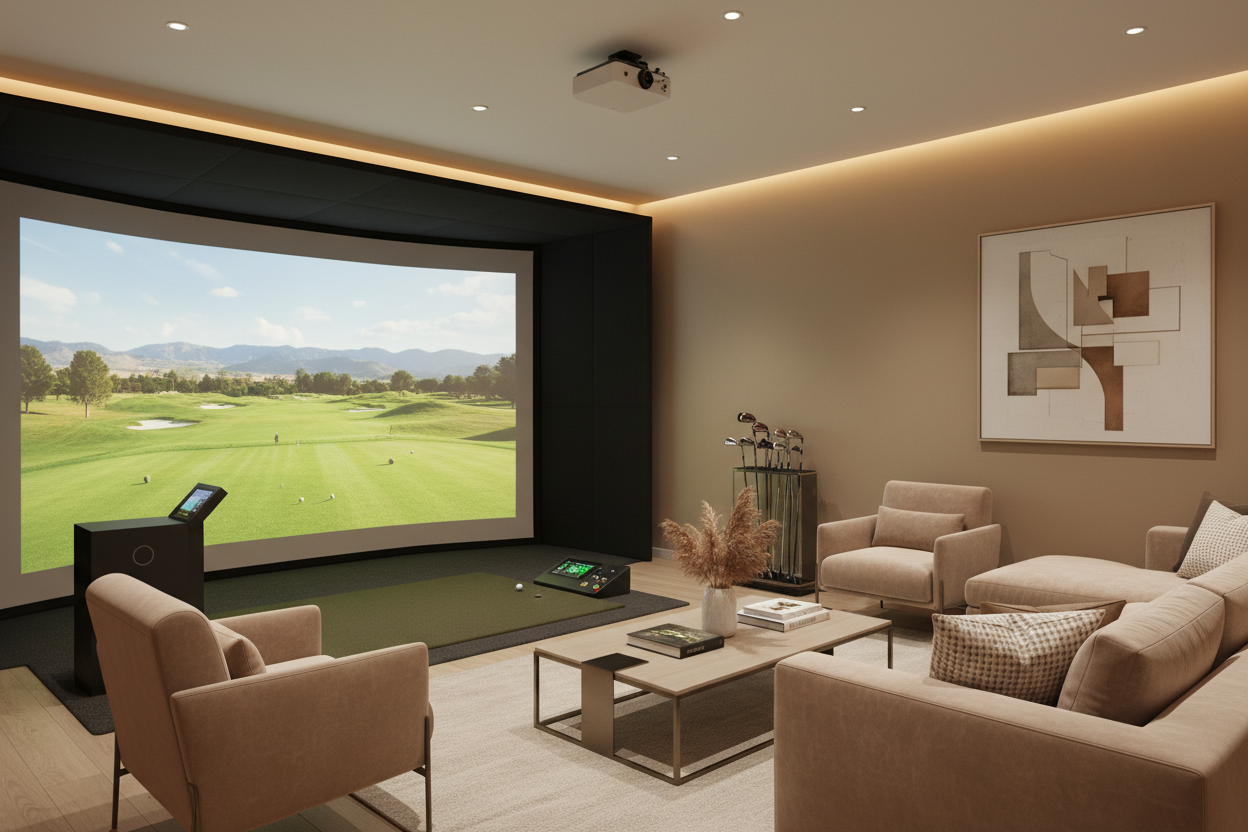 Golf Simulator using this as the main color: C8B69A